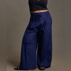 Anthropologie Maeve Skirty Wide Leg Utility Trousers Navy Size XL NWT